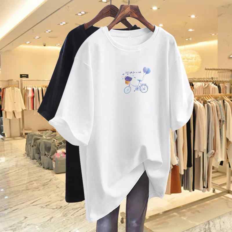 Rakuten - Tシャツ レディース 半袖Tシャツ 綿100% ゆったり カジュアル 通勤 通学 普段使い 春 夏 秋 黒 白 黒 赤 紫 緑