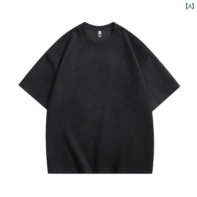 Tシャツ メンズ 半袖 メンズ 半袖 メンズ 無地 半袖 圆领 宽松 聚酯纤维 青年 休闲 夏季 黒色 深灰