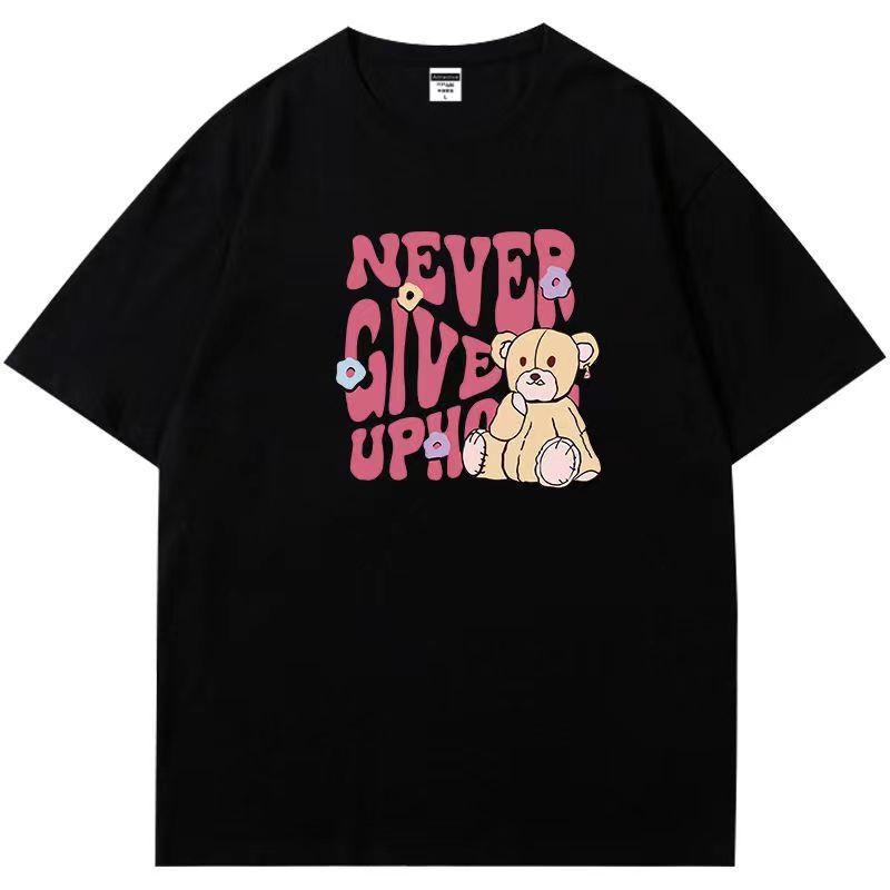 Rakuten - Tシャツ レディース クマ ロゴTシャツ 半袖Tシャツ トップス 綿100% ゆったりシルエット Tシャツカットソー カジュアルTシャツ Tシャツレディース Tシャツトップス Tシャツ半袖Tシャツ Tシャツ綿100% Tシャツゆったりシルエット Tシャツ