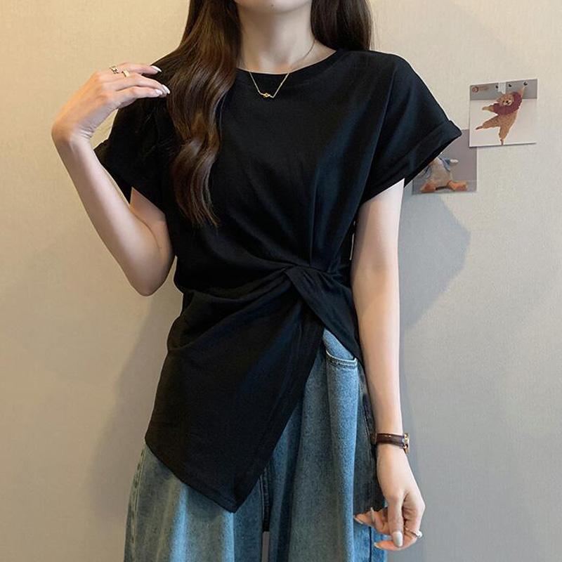 樂天商城 - Tシャツ レディース 半袖 異素材切り替え ゆったりシルエット カジュアル おしゃれ かわいい 春夏用
