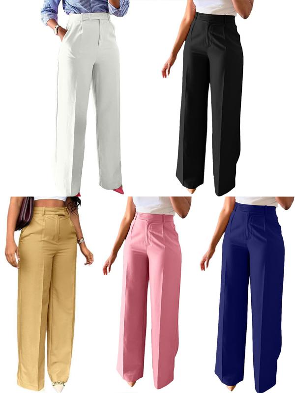"パンツ レディース ボトムス パンツ ワイドパンツ ハイウエスト カジュアル きれいめ 通勤 美脚 ストレート 伸縮性 快適 普段使い 春夏 秋 ブラック ホワイト ネイビー ピンク イエロー グリーン カーキ ブラウン グレー```. Here ar
