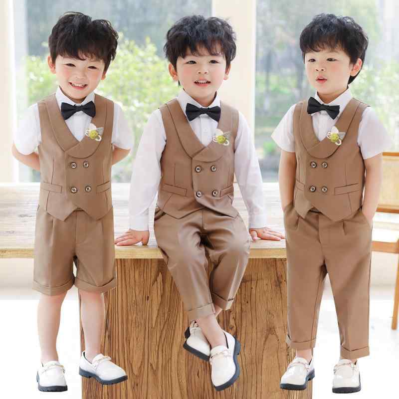 소년 아기 옷 포멀 셋업 여름 영륜풍 셋업 반소매 셔츠 단빵 나비 넥타이 첨부 시원한 스타일 캐주얼 세련된 캐주얼 외출 발표회 결혼식 753 평상시 사용 3세 4세 5세 6세 7세 8세 100