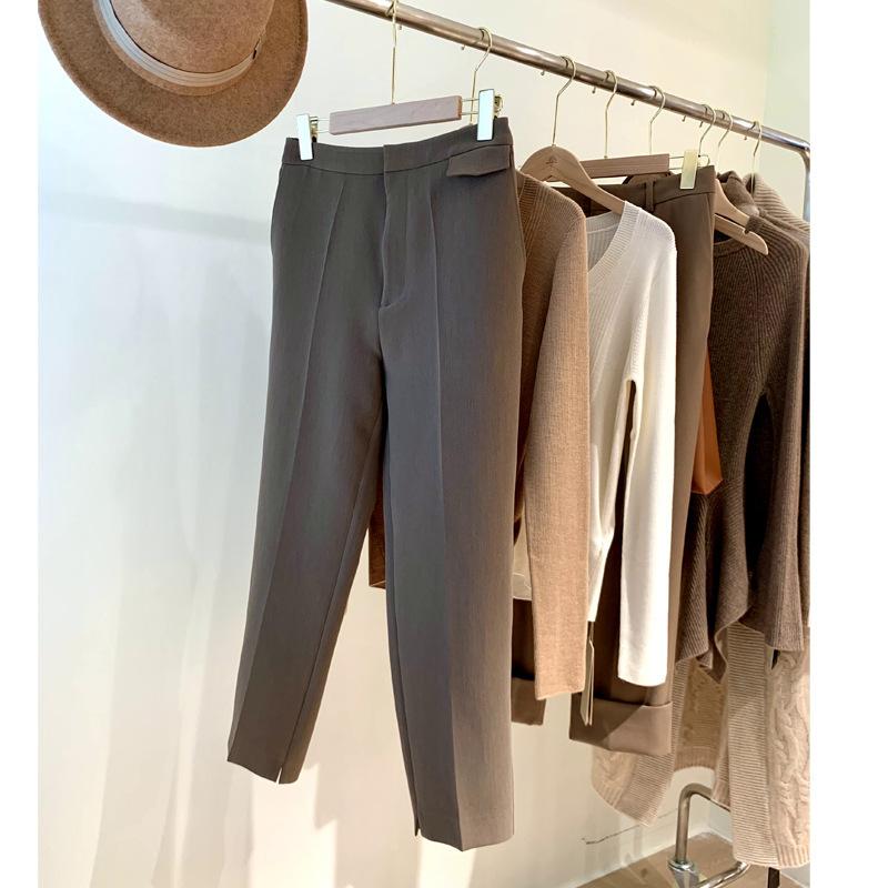 pants women casual pants wide leg trousers mid-waist straight leg pants autumn winter fashion commuter style elegant