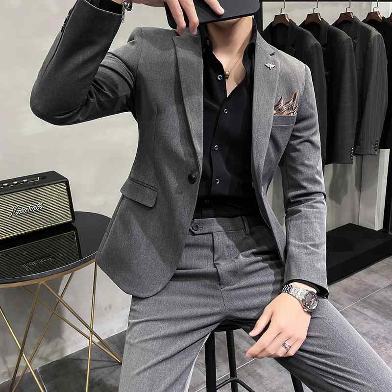 Coat - メンズ スーツ カジュアル フォーマル セットアップ ジャケット パンツ 2ピース ビジネス 紳士服 テーラードジャケット スラックス 仕事用 通勤用 普段使い 春夏 秋 冬 オールシーズン グレー ブラック M LXLXXL3XL4XL5XL6XL7X