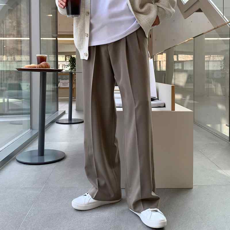 ビジネス 紳士 ズボン 快適 ゆったり ストレート パンツ 春物 ブラウン 黒 グレー 米色