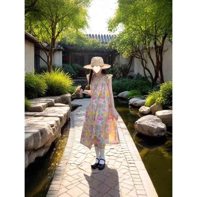 Rakuten - レトロ 油絵 花柄 ワンピース レディース 夏 春夏 宽松 顯瘦 絕美 日系 海邊 度假 風格 裙子