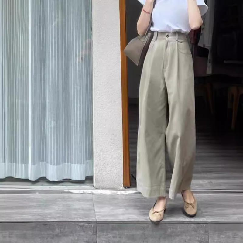 pants casual pants women's high waist straight leg pants thin fit elastic waisted pants spring summer thin style pants