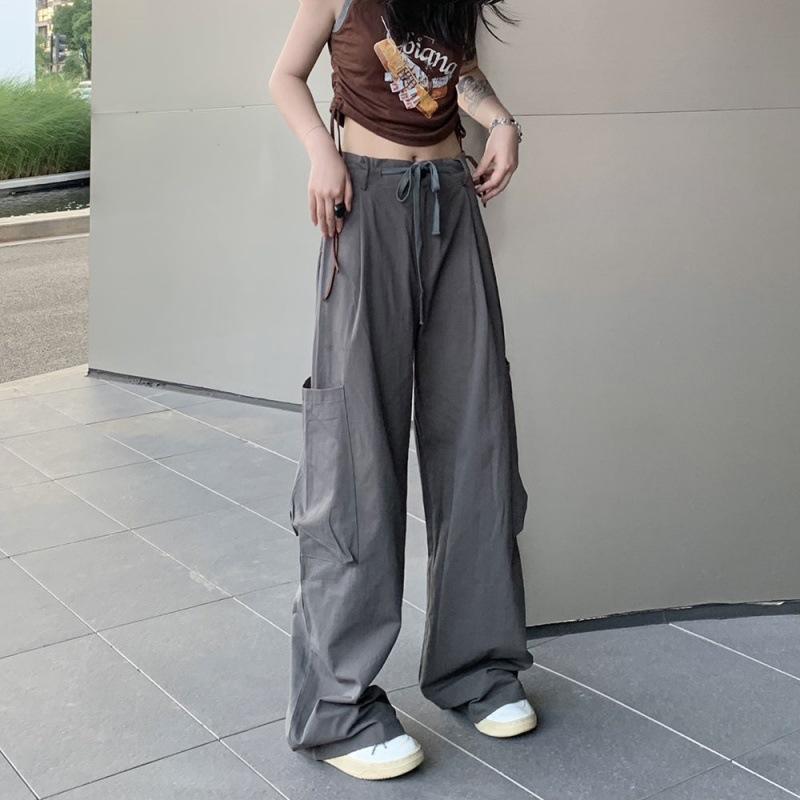 ストリート系 工装パンツ レディース 夏 美式 レトロ ハイウエスト テーパードパンツ カジュアルパンツ おしゃれ 韓流潮