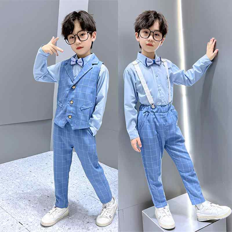 樂天商城 - 男の子 子供服 スーツ 格子柄 ジャケット パンツ ズボン 長袖 上着 トップス フォーマル カジュアル 英国風 おしゃれ かっこいい 春夏用 発表会 結婚式 卒業式 入学式 記念撮影 七五三 誕生日 イベント 普段使い お出かけ用 呼ばれ 90cm 1