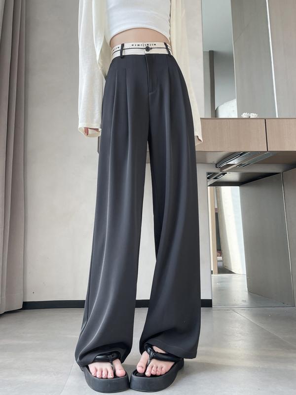 褲子 - ワイドパンツ レディース 夏 テーパードパンツ ハイウエスト ストレートパンツ ズボン ボトムス ロングパンツ カジュアルパンツ スラックス センタープレス ドレープ感 伸縮性 軽量 薄手 通勤 通学 普段使い 部屋着 アウトドア 茶色 茶系 星灰 星灰
