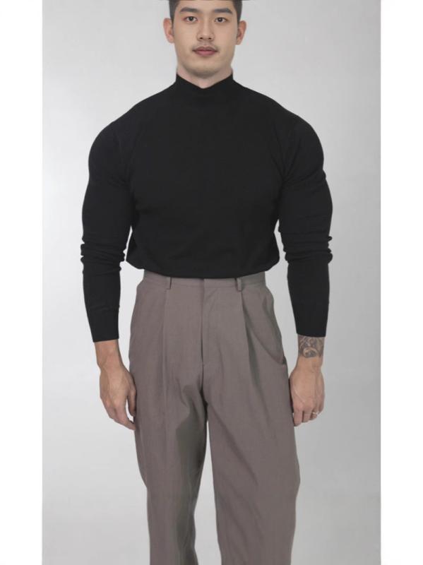 Knit Sweater - ニット セーター メンズ 男性用 長袖 トップス 男性 硬い糸 毛混素材 スタイリッシュ トレーナー インナーシャツ プルオーバー 秋 春 普段使い カジュアル 紳士用 丸首 青年用 ブラック ホワイト 灰色 ベージュ 柔らかい肌触り 通気性 伸縮性 M