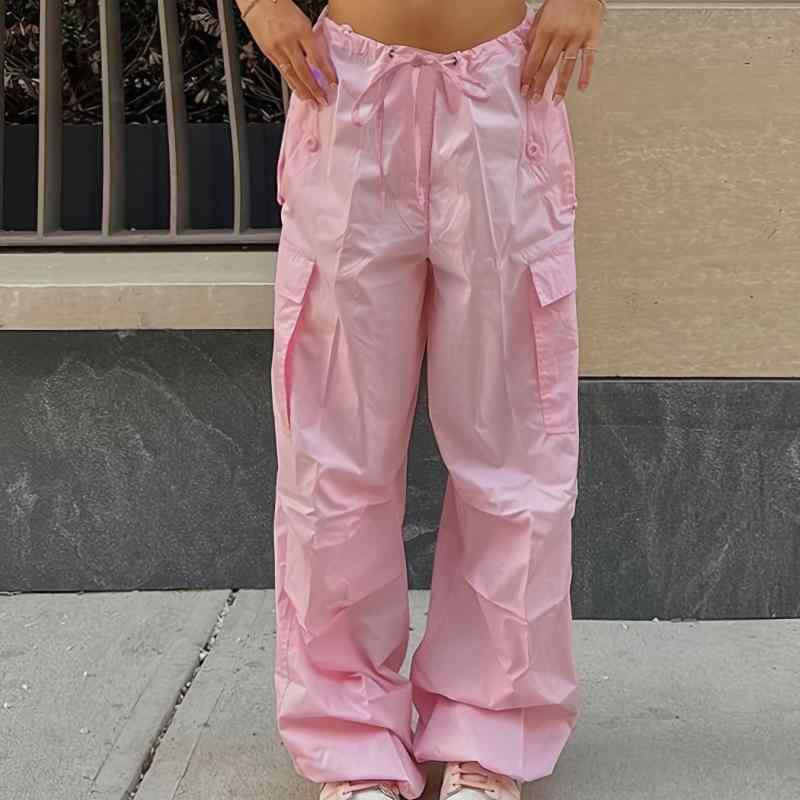 ストリート系 ワークパンツ レディース ワイドパンツ 低腰 長ズボン 大きいサイズ 显瘦 束脚パンツ
