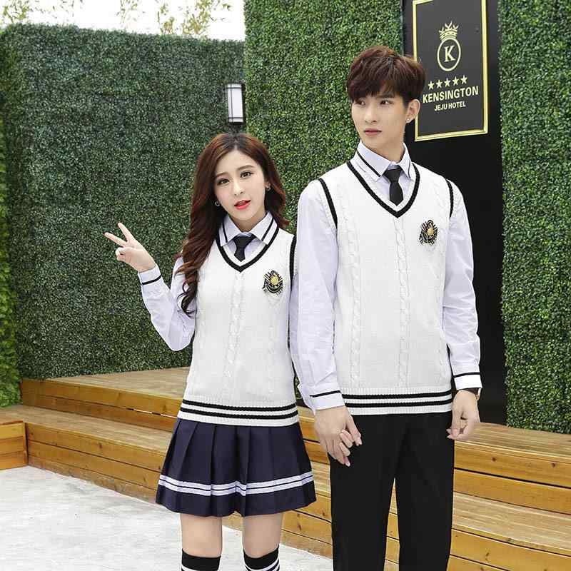 school uniform top-down clothing student JK uniform V-neck unisex school uniform black sweater vest class uniform set