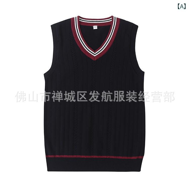 樂天商城 - トップス Vネック ベスト メンズ レディース 男女兼用 春 秋 コットン ニット 学院風 制服風