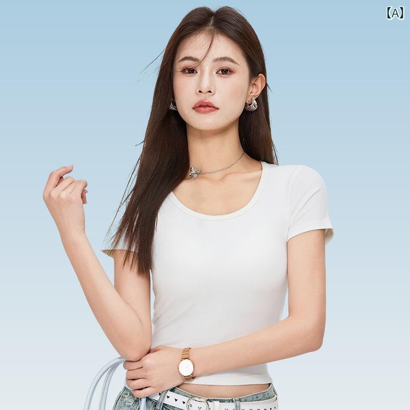Tシャツ レディース 半袖Tシャツ 白 インナーTシャツ 丸首Tシャツ 夏Tシャツ