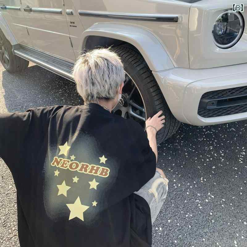 Tシャツ メンズ 半袖Tシャツ メンズ 半袖Tシャツ メンズ 星柄星柄プリント半袖メンズ夏薄手カジュアル綿ゆったり白黒M-XXXL fork-br-10885147 フォークBR サンプル画像3