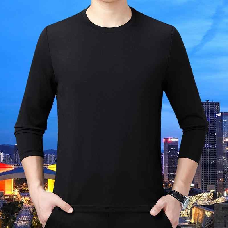 Tシャツ メンズ 春秋 薄手 長袖 カットソー 男性用 桑蚕糸 圆领 トップス カジュア...