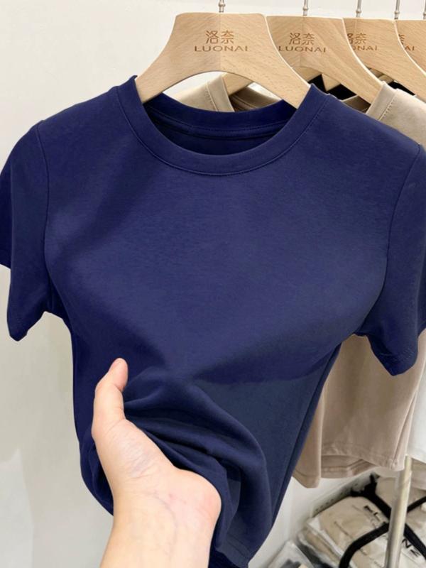 樂天商城 - Tシャツ レディース 無地 シンプル 半袖 Tシャツ カットソー トップス 白 黒 グレー 紺 おしゃれ かわいい カジュアル 夏物 Tシャツ 普段使い Tシャツ 体型カバー Tシャツ 接触冷感 Tシャツ 通気性 Tシャツ 通年
