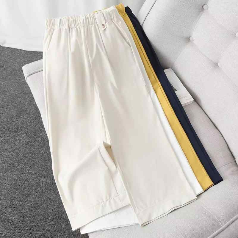 パンツ レディース ハイウエスト テーパードパンツ 9分丈 薄手 楽ちん ウエストゴム 伸縮性あり 春夏 カジュアル きれいめ おしゃれ 黒 白 紺 黄