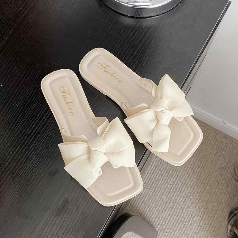 Holly'S Sole - サンダル レディース 蝶結び 姫系 夏用サンダル ビーチサンダル 滑りにくい フラットサンダル