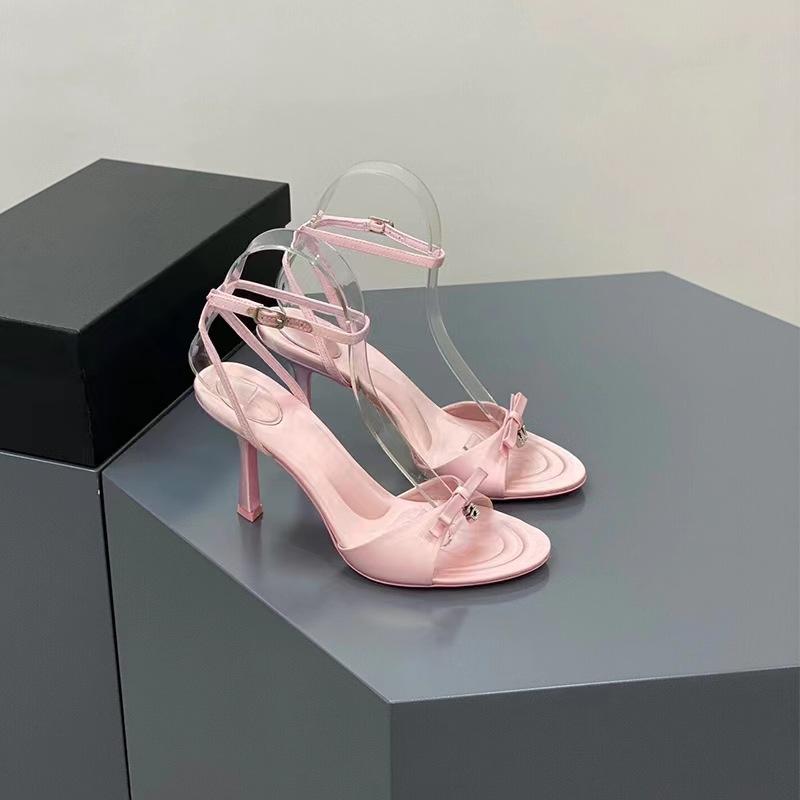 其它 - サンダル ハイヒール ストラップサンダル レディース 黒 ピンク 7cm 9cm 2023年夏新作 小众 高級感 一字带 細跟 露趾 サンダル