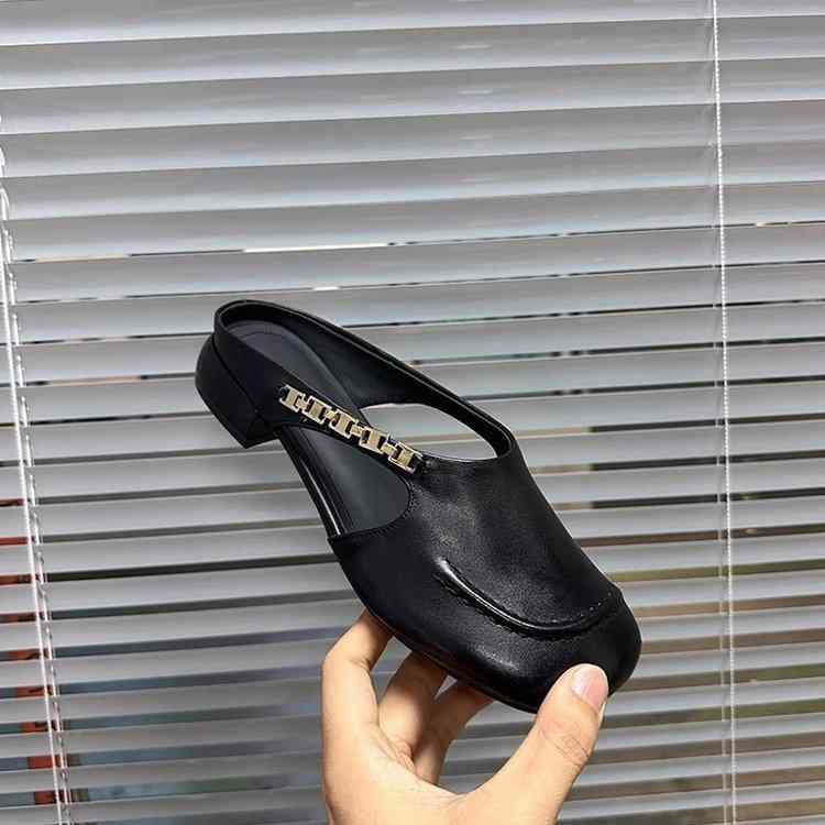 Holly'S Sole - サンダル レディース 夏 金属 装飾 韩版 超纤 皮質 普段使い 耐磨 ブラック 米色
