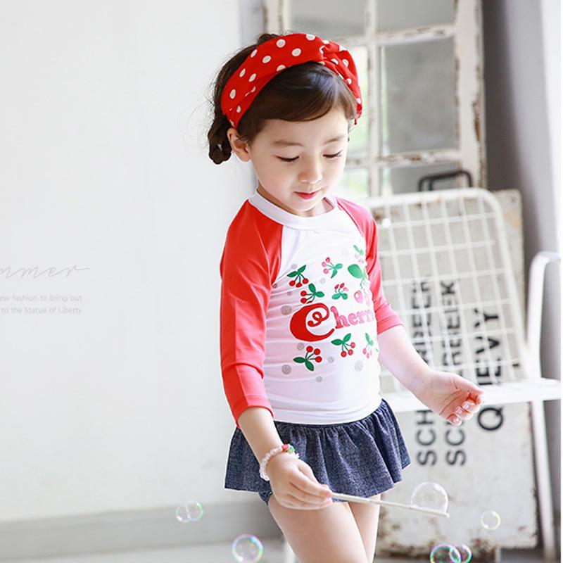 아동복 원피스 여자 공주풍 튜닉 긴팔 수영복 4세 5세 6세 1세 2세 3세 아기 수영복 세퍼레이트 풀 바다 강 아웃도어