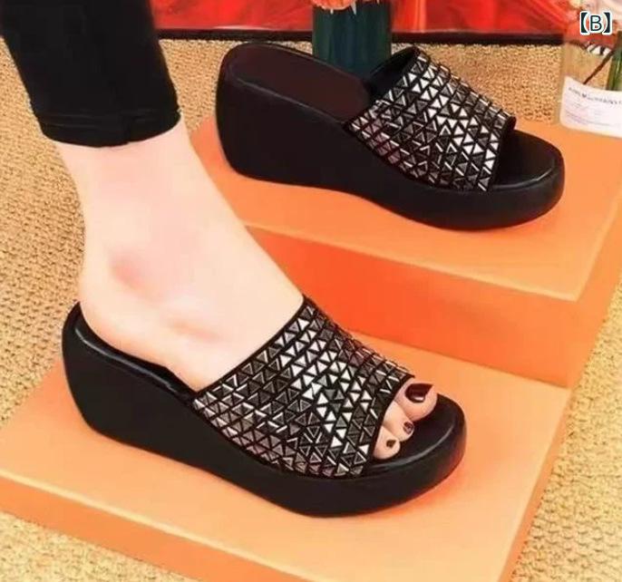 サンダル レディース 厚底 ウェッジソール 水鑽 おしゃれ かわいい 歩きやすい 履...