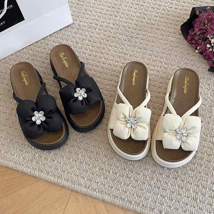 厚底サンダル レディース 花柄 スリ