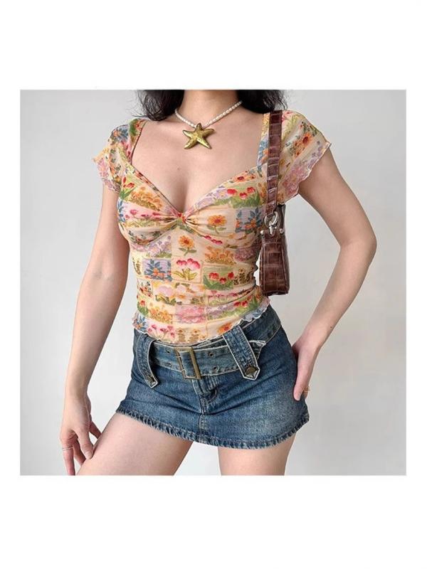 トップス 半袖 Tシャツ レディース 夏甜辣妹 短丈 インナー カットソー