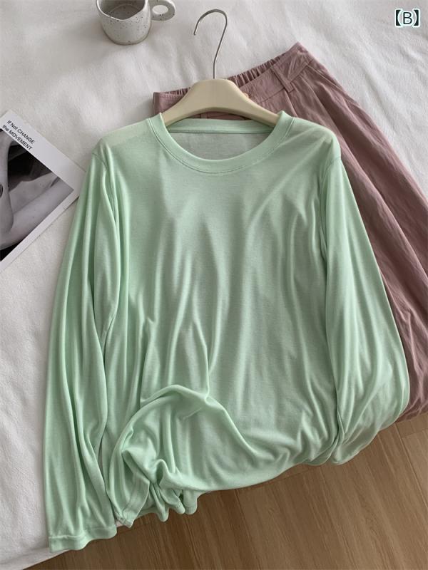 トップス 薄荷緑 接触冷感 Tシャツ レディース 夏 半袖 薄手 ゆったり カジュアル ...