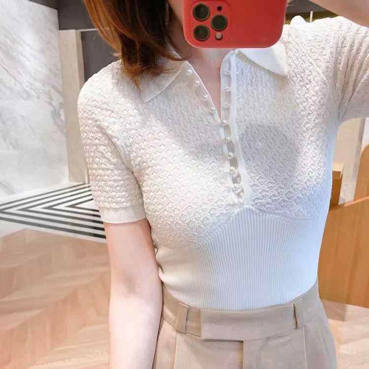 トップス Tシャツ ポロシャツ レディース 半袖 翻領 白色 上質 伸縮性 清楚 上品 きれいめ 通勤 カジュアル 清楚系 涼しい 涼しい 夏 接触冷感 快適 柔らかい 快適 軽量 通年 紫外線対策 UVカット 110