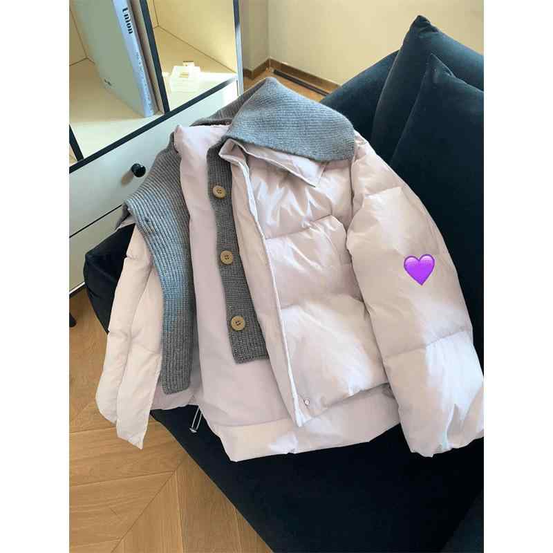 ニット 婦人服 紫色 襟付き 綿服 ジャケット 冬服 ショート丈 保温性 厚手娃娃襟 暖かい 婦人服 厚手