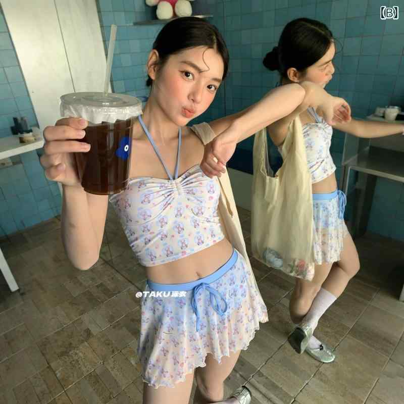 水着 レディース セパレート 小胸 かわいい ビキニ フリル ハイウエスト 速乾 セクシー 露背 高弾性 小清新 保守 痩せ見え - 3