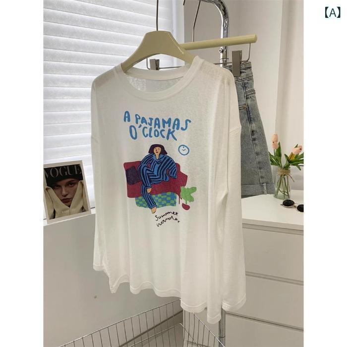 Tシャツ レディース 薄手 通気性 接触冷感 UVカット 長袖 カジュアル 春夏用 トップス
