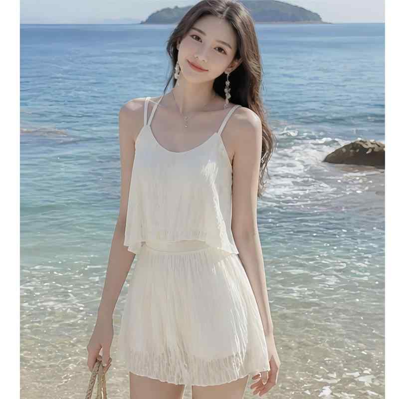 ワンピース水着 レディース タンキニ 体型カバー 夏用 競泳水着 セパレート レース フリル ハイウエスト ビキニ ワンピース 水着セット レイヤード風 レースアップ バックシャン スイムウェア ママ水着 ビーチウェア 海 プール リゾート 夏物 20代