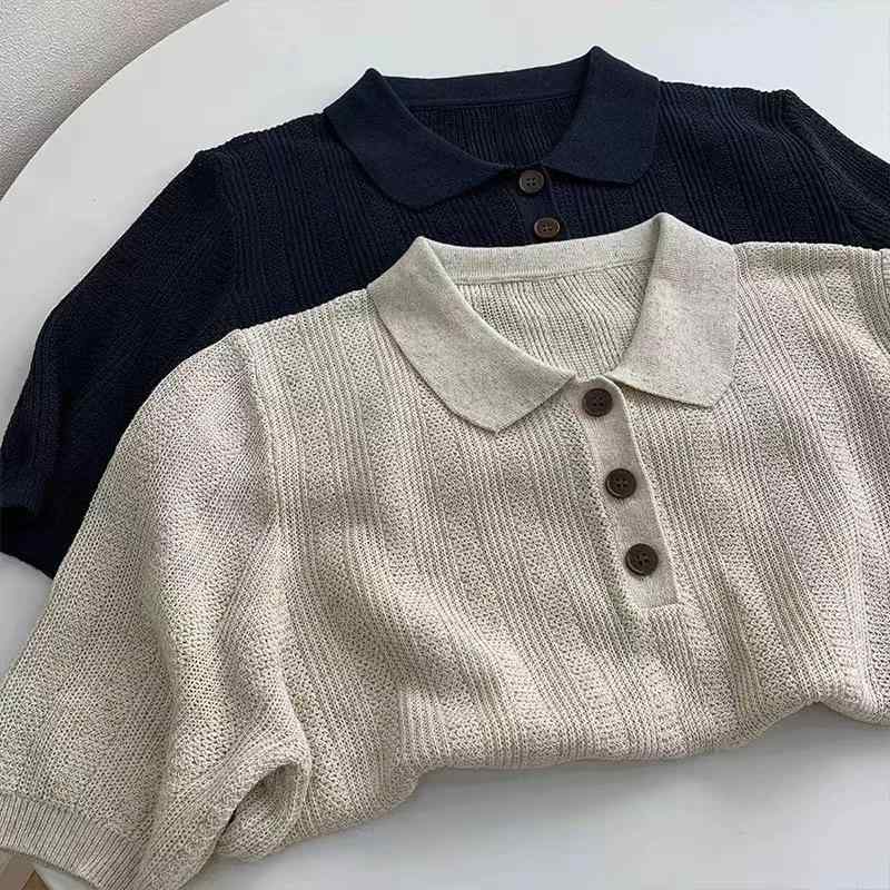 Tシャツ レディース POLOネック 短袖 ドレープ感 冷感素材 春夏 ブラック 燕麦 ホ...