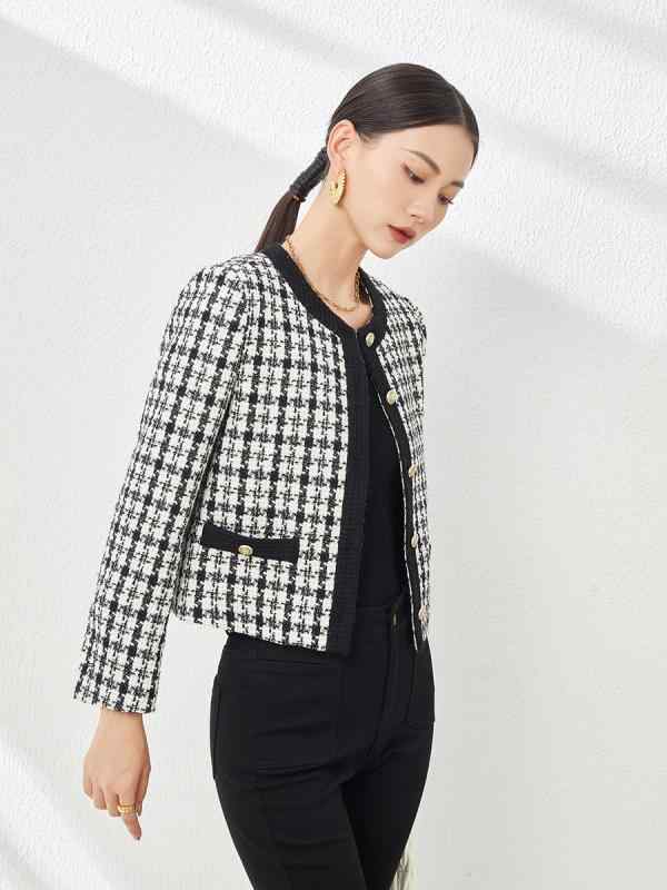 Other - "千鳥格子柄 上品 きれいめ ショート丈 ジャケット レディース 秋服 アウター 上品 きれいめ カジュアル 大人女子 おしゃれ かわいい おしゃれ 大人かわいい 大人女子 清楚系 綺麗め 上品 きれいめ 大人女子 40代 50代 60代 きれいめ 大人