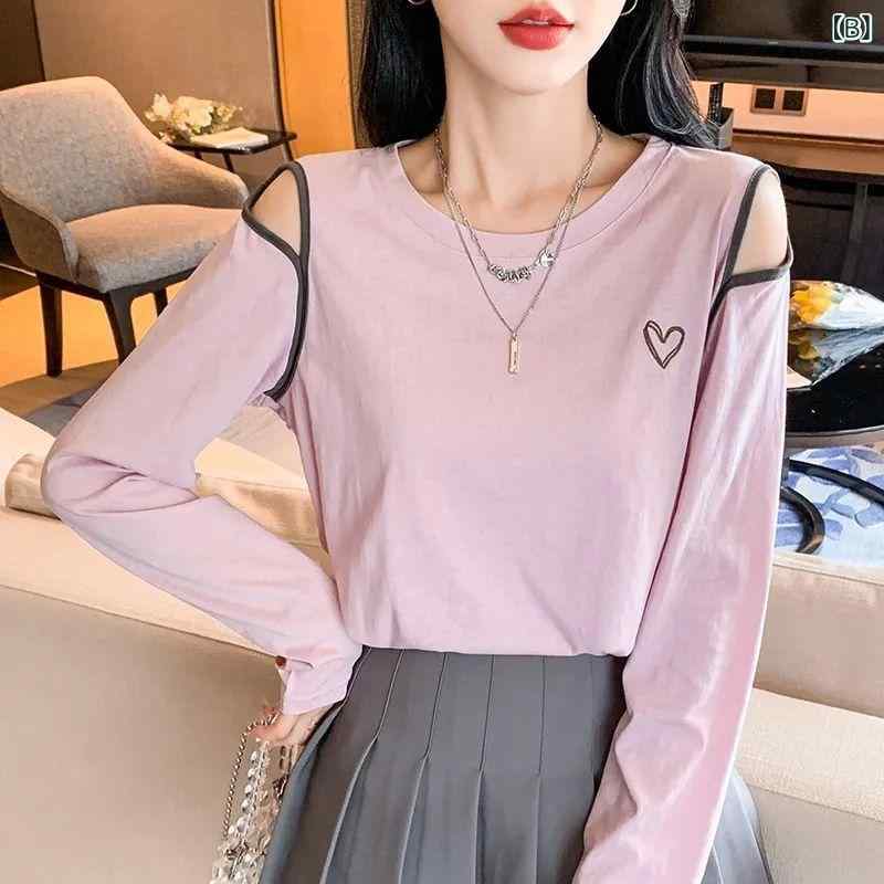 Tシャツ レディース 薄手 長袖 丸首 ゆったり 接触冷感 サマー サマーニット かわいい おしゃれ きれいめ カジュアル 韓国風 ファッション トップス 3