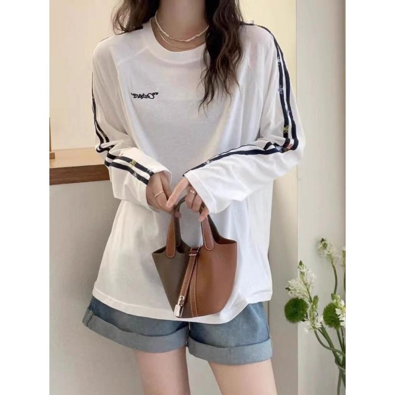 Tシャツ レディース 長袖 Tシャツ 綿素材 通勤 通学 トップス カットソー 接触冷感 伸縮性 快適 カジュアル 春夏 アイボリー