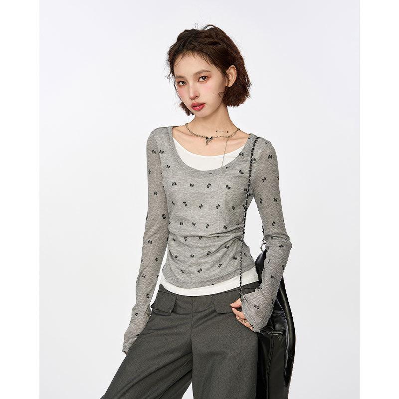 トップス チュニックTシャツ 蝶結び レディース 長袖Tシャツ 薄手 接触冷感 夏服 2...