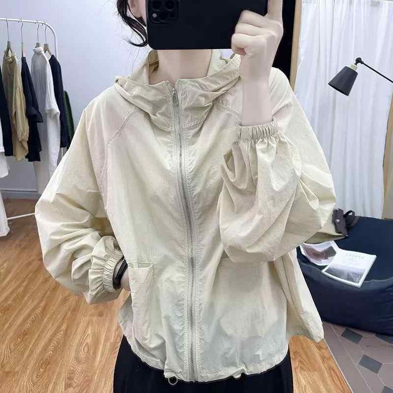 乐天商城 - 夏季 薄款 连帽 宽松 防晒衣 女 韩系 防紫外线 上衣 开衫 百搭 外套