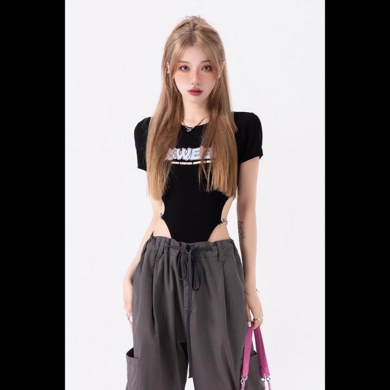 樂天商城 - トップス デザインTシャツ レディース 半袖 ロゴプリント クールガール系 レトロ風 ブラック系