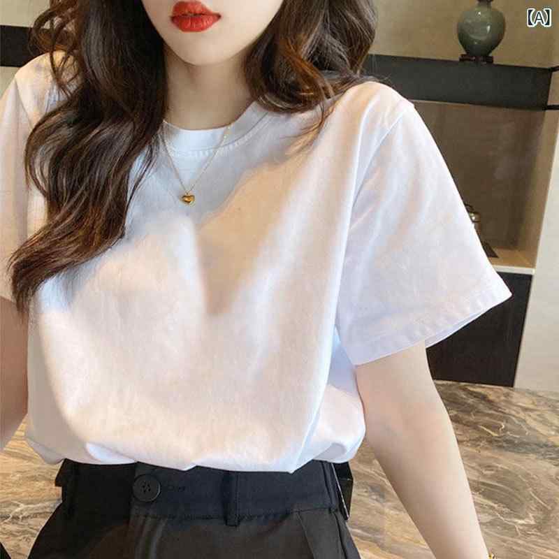 トップス 白色 Tシャツ レディース 半袖 tシャツ 春夏 カジュアル おしゃれ かわいい 韓国風 ファッション レディース トップス カットソー 綿100% チュニック きれいめ カジュアル 大人女子 大人かわいい 上質 上品 シンプル ベーシック 着 fork-br-10906107 フォークBR サンプル画像2
