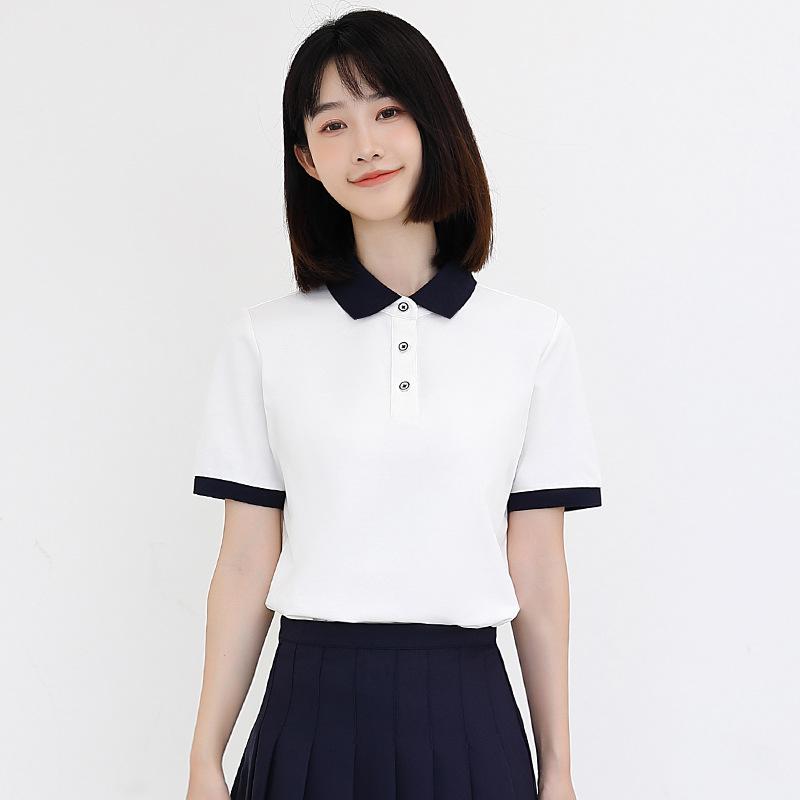 ポロシャツ Tシャツ レディース 半袖 トップス 作業着 幼稚園 教師 園服 チーム服 ロゴプリント 定制可 清楚系 camisetas 夏 2024年
