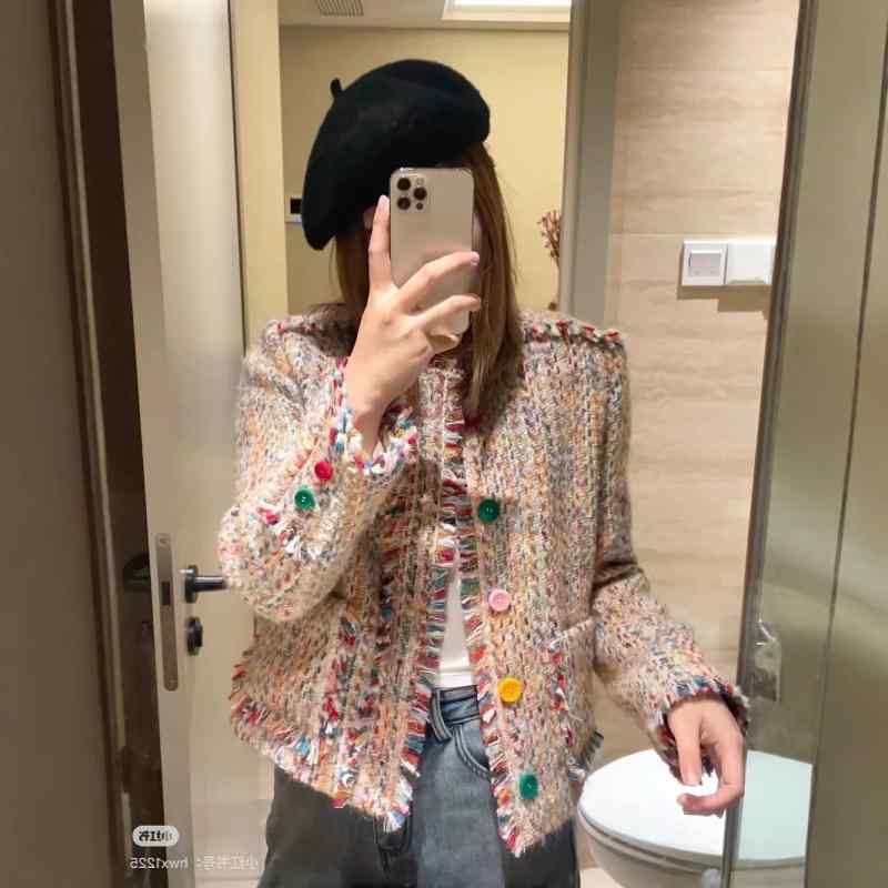 小香风 外套 女 春秋 韩版 宽松 短款 上衣