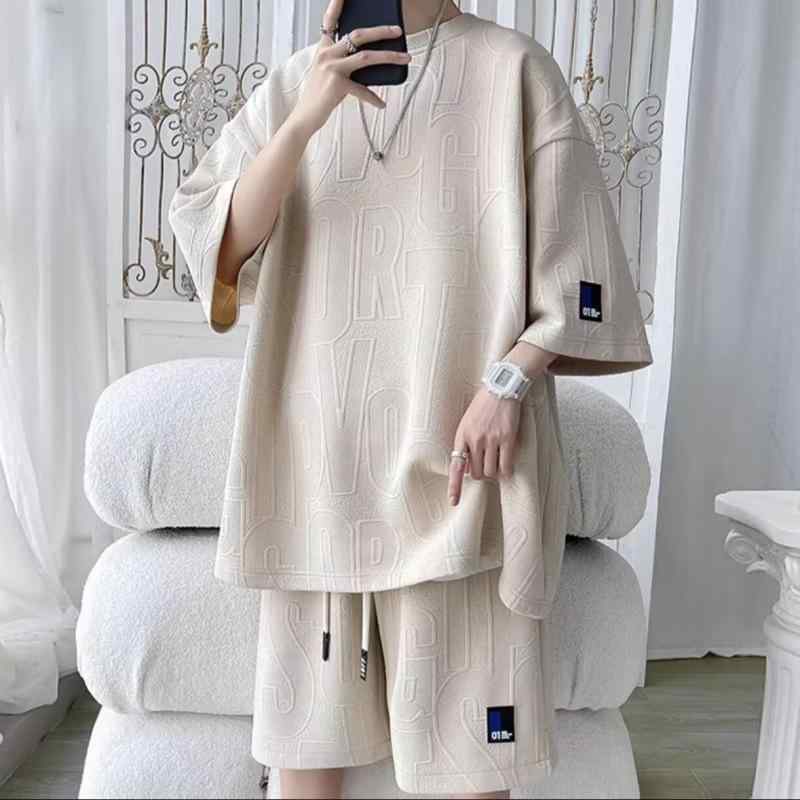 Rakuten - メンズ カジュアルウェア セットアップ 高級感 ジャガード 快適 伸縮性 夏 通年 M L XL 2XL 3XL 4XL 5XL 6XL 7XL 8XL