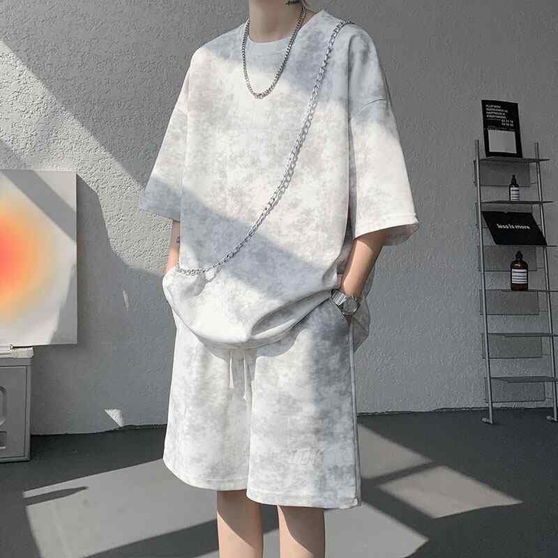 樂天商城 - Tシャツ セットアップ メンズ 美式复古風 短袖Tシャツ 短パンセットアップ カジュアル 夏服 おしゃれ 普段使い アウトドア 紳士用 トップス ボトムス ズボン ウェア スポーツウェア トレーニングウェア スポーツウェア 運動着 部屋着 快適 通気性