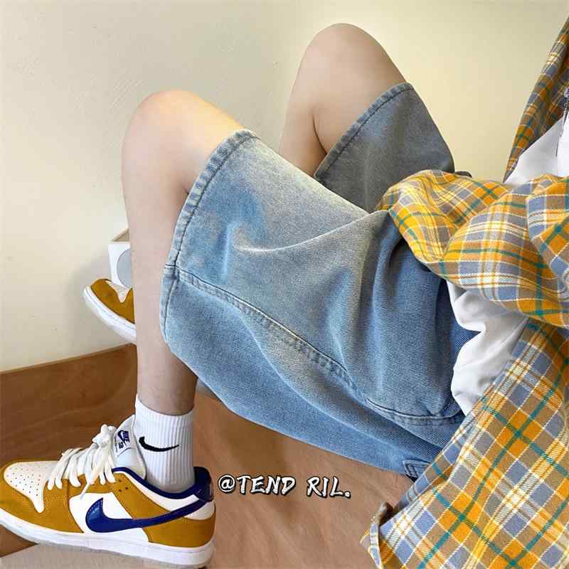 デニムパンツ メンズ 夏 メンズ 5分丈 宽松 中腰 カジュアル ブランド名なし