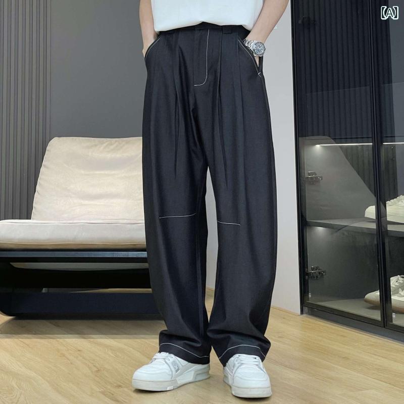 デニムパンツ メンズ ストレートパンツ カジュアルパンツ ゆったり 速乾 通気性 夏用 薄手 快適 高級感 黒 青 S M L XL 2XL 3XL